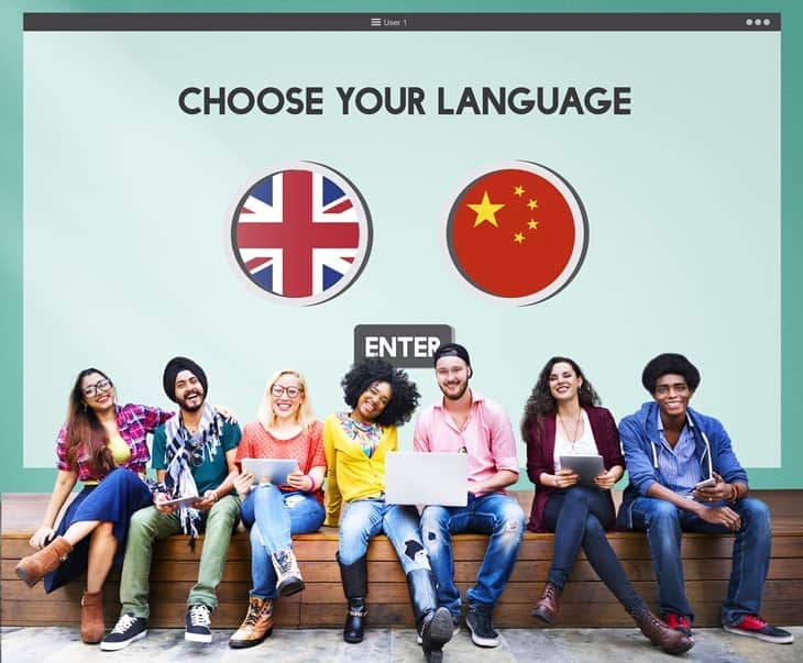 A group of different races people sitting together and similing with website language conversion illustrating the importance of website translation service