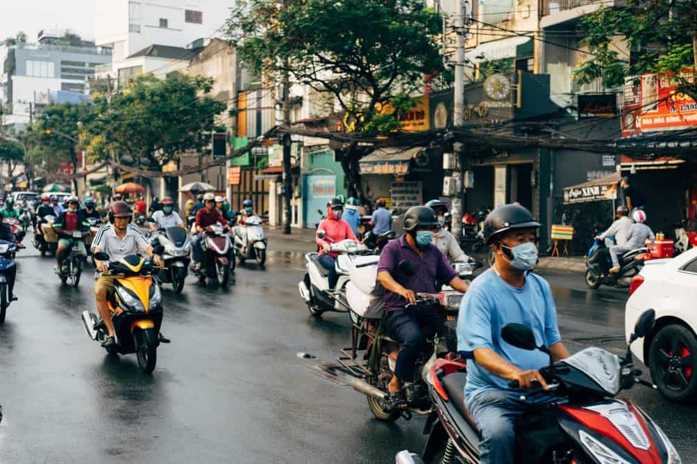 a busy street in Vietnam