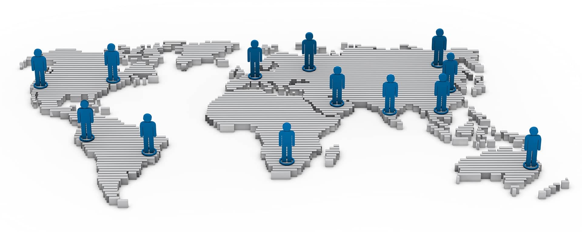 image showing blue figurines standing in a global map illustrating the importance of WhizWordz Professional Translation Company in Singapore