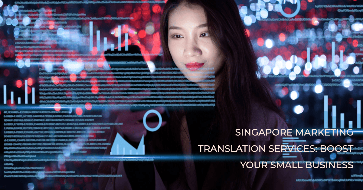 image showing a lady looking at marketing date illustrating the importance of Singapore marketing translation services boosting small businesses
