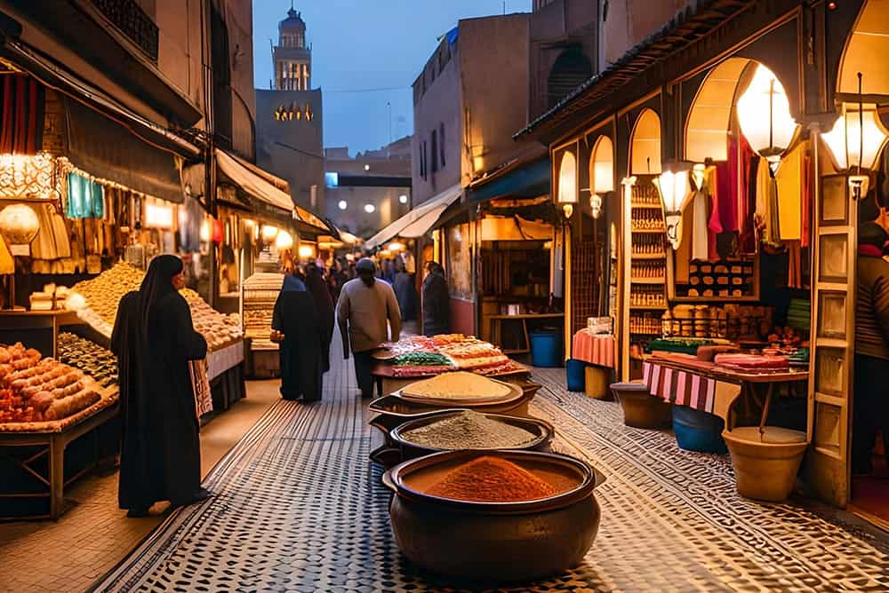 A night scene in Arab street illustrating the importance of Arabic translation services