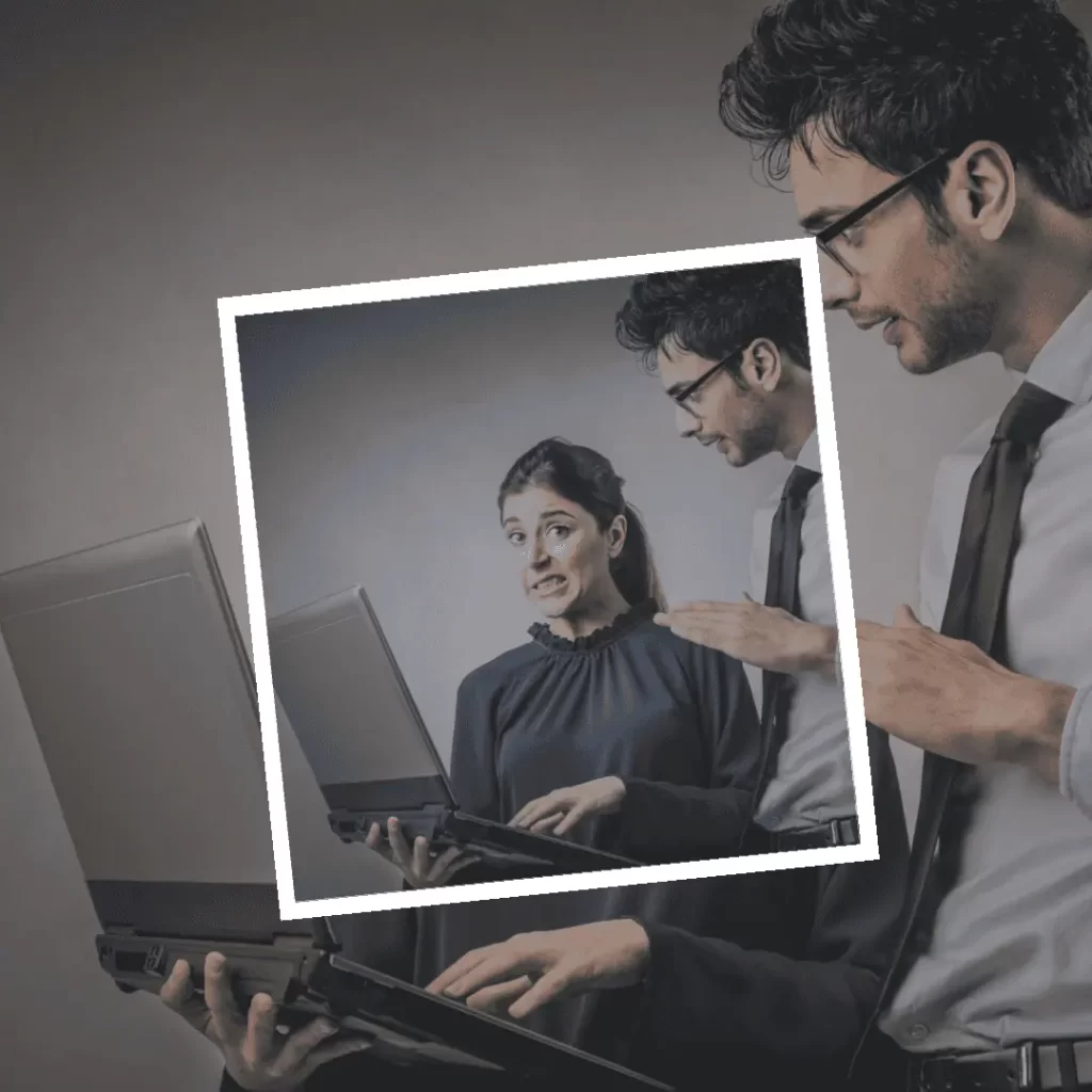 A man talking to her female colleague about a mistakes illustrating showing common mistakes in translation services