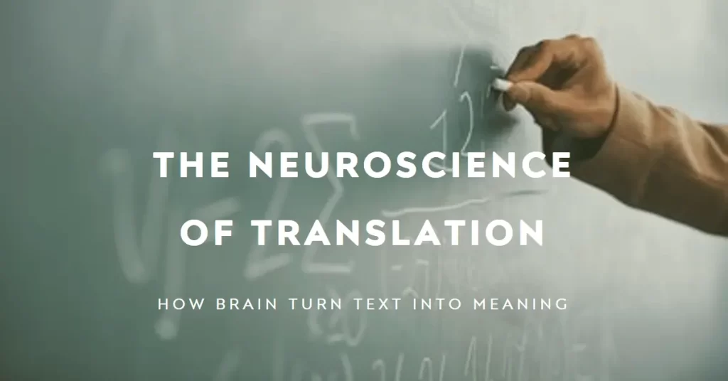 A person writing on a chalk board illustrating the neuroscience of translation