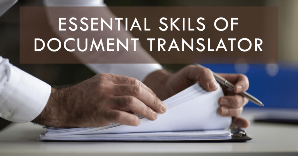 Image showing a person flipping through the pages illustrating the essential skills to become a proficient document translator