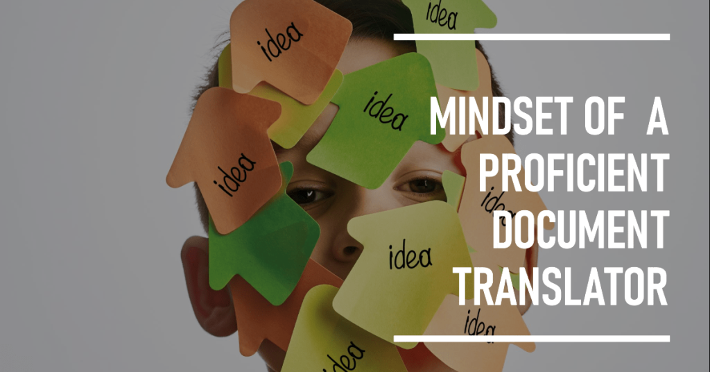 Image showing a person with full of idea post-it on face illustrating the mindset of a proficient document translator