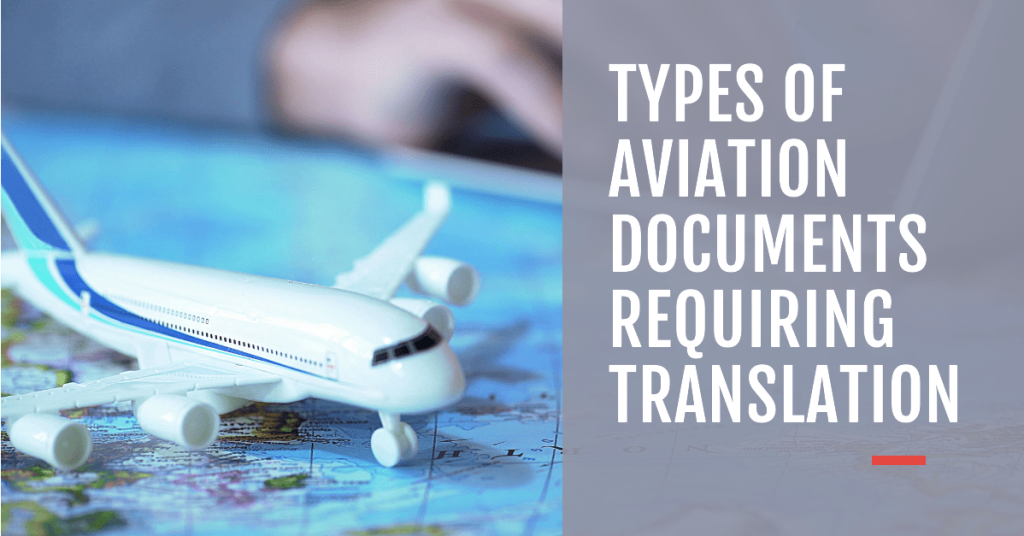 image showing a small toy plane on a global map illustrating the types of aviation documents requiring translation services.