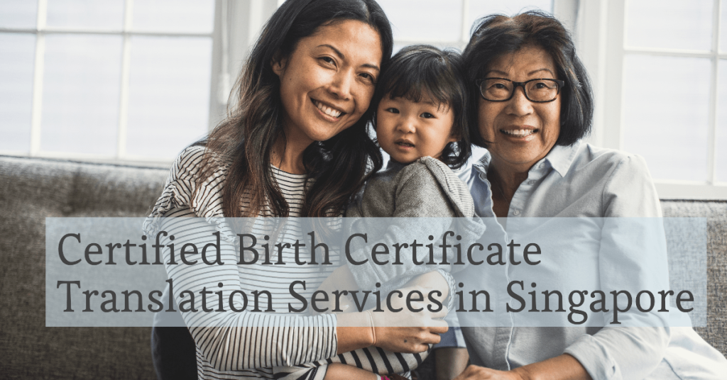 image of a family of 3 with the mother holding a child showing the certified birth certificate translation services in singapore