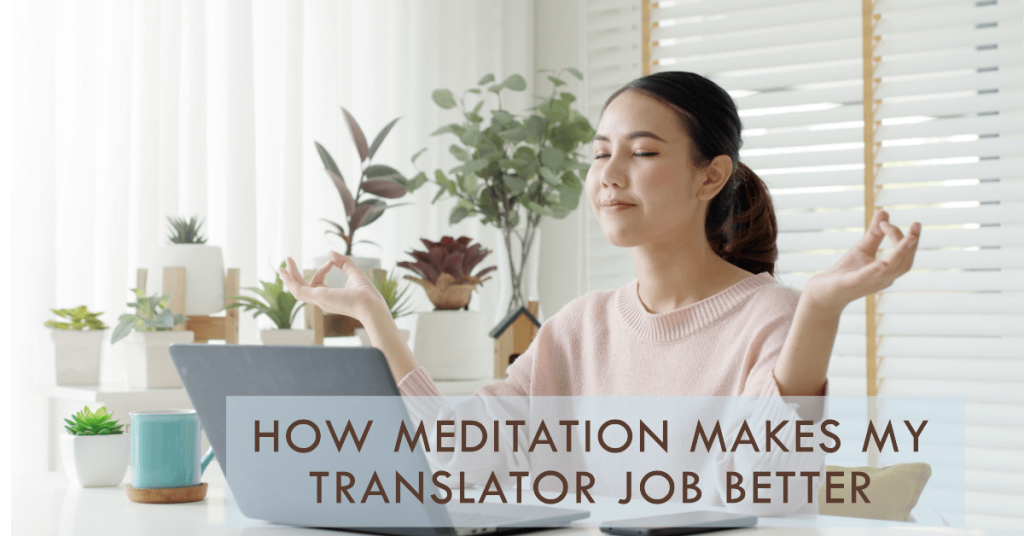 image showing a female translator in meditation pose