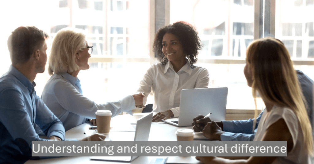 image showing a group of colleagues working together while understanding and respect cultural difference