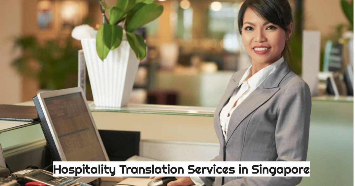 a hotel receptionist standing at the counter illustrating the importance of hospitality translation services in Singapore