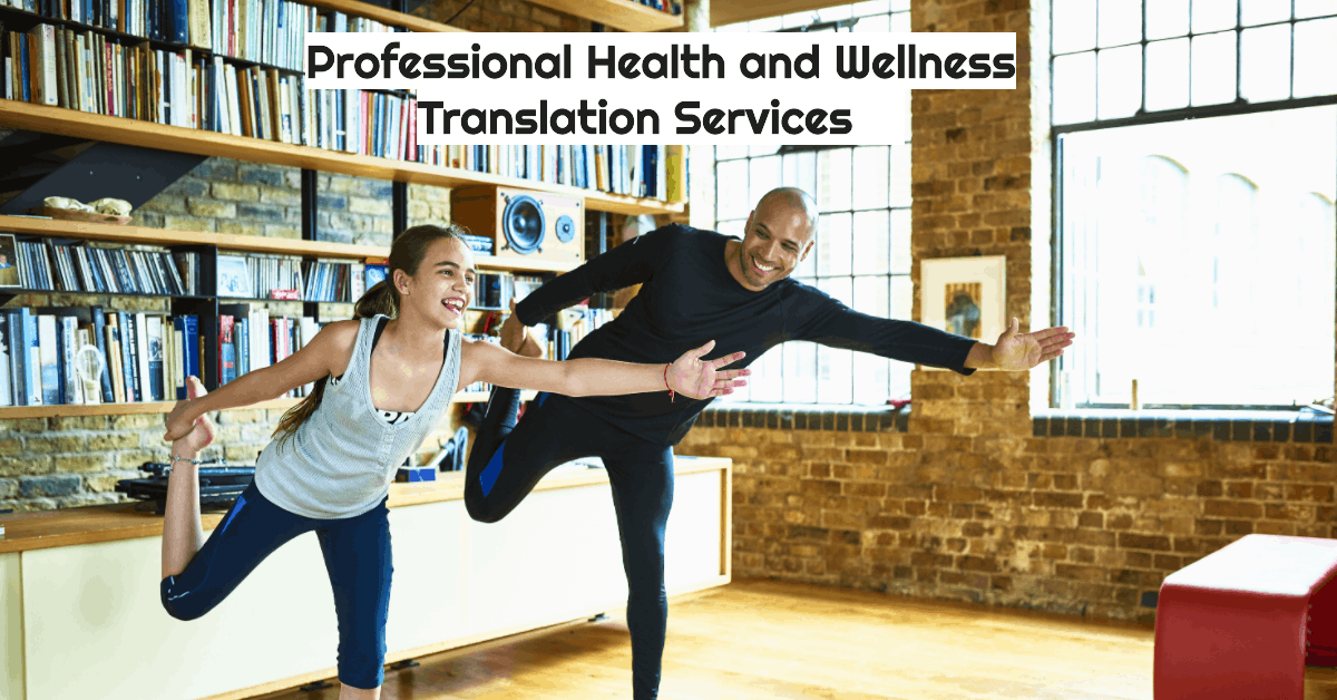 Two people practicing a yoga balance pose in a bright wellness studio, symbolizing trust, inclusivity, and clear communication—reflecting the importance of professional health and wellness translation services in delivering accurate, culturally sensitive information across languages.