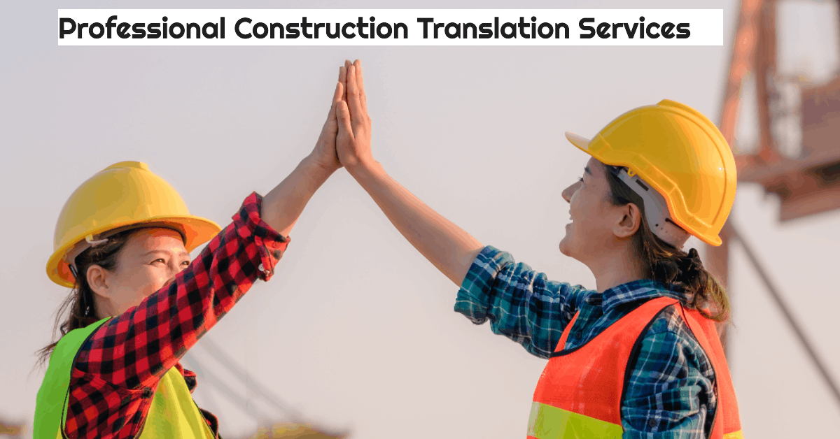 image showing 2 construction workers hi-fiving highlight the importance of professional construction translation services